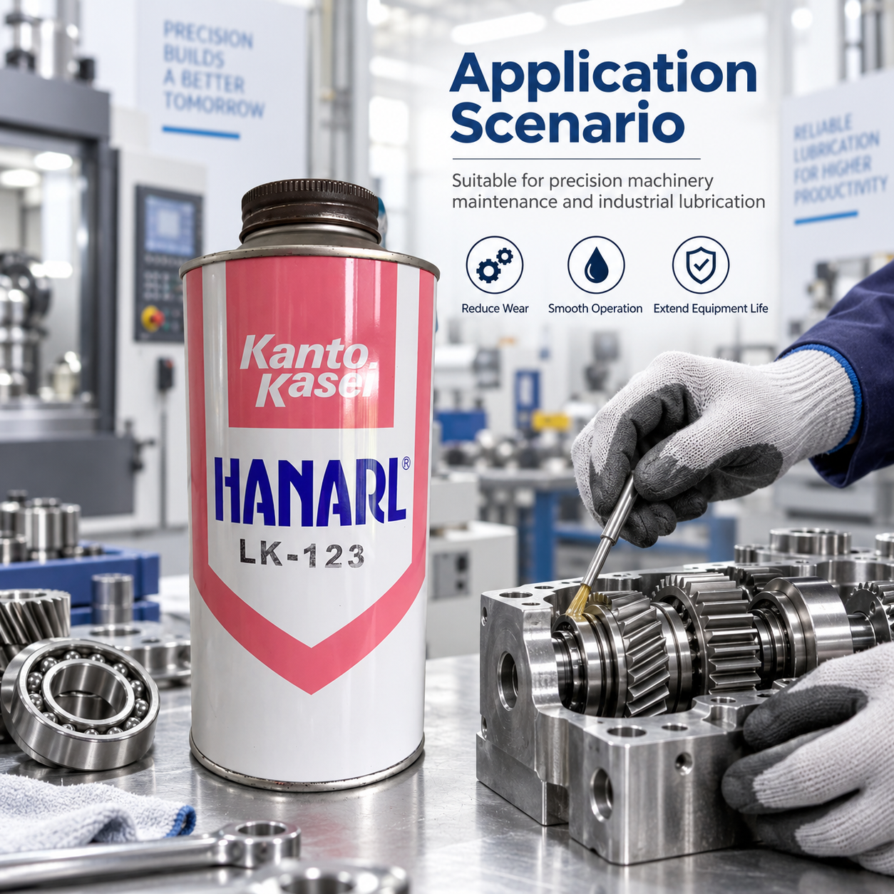 HANARL Precision Dry Film Lubricant for Sliding Parts, Light-Load Gears, Shafts, Electronic Mechanisms and Office Equipment Kanto Kasei LK-123 Dry Film Lubricant