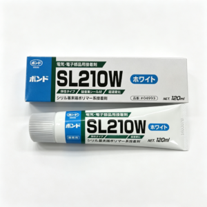 konishi 小西SL210w KONISHI SL210W Elastic Adhesive – Ultra-Fast White Sealant for Electronic Components, PC, ABS and Metal