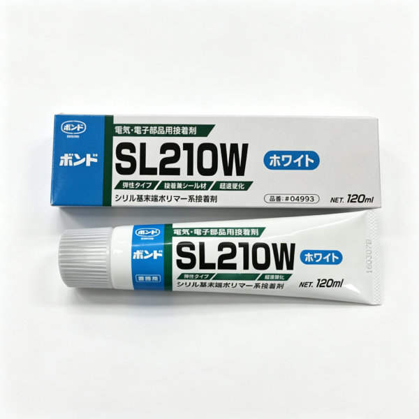 KONISHI SL210W Elastic Adhesive – Ultra-Fast White Sealant for Electronic Components, PC, ABS and Metal
