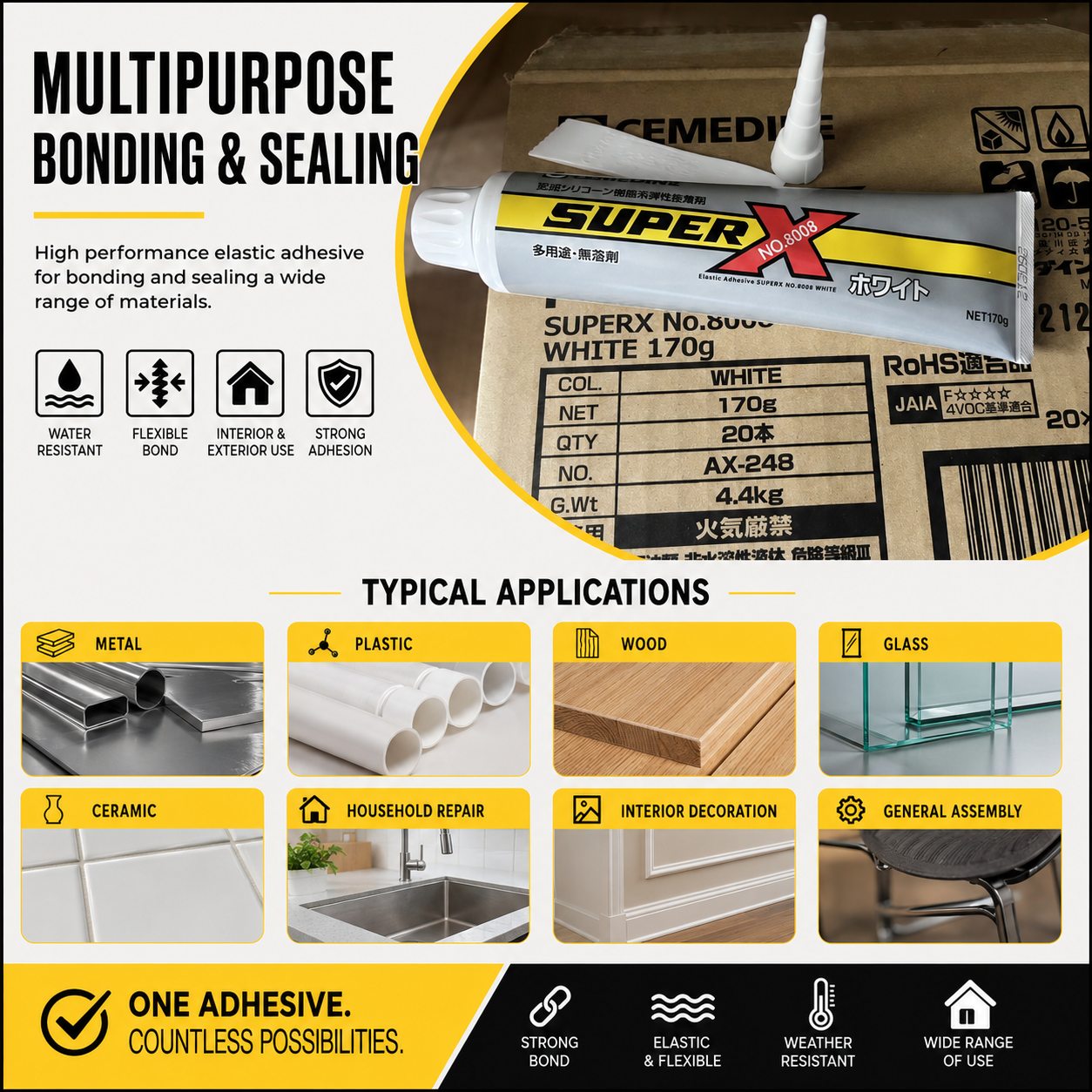 CEMEDINE 8008+ White Adhesive