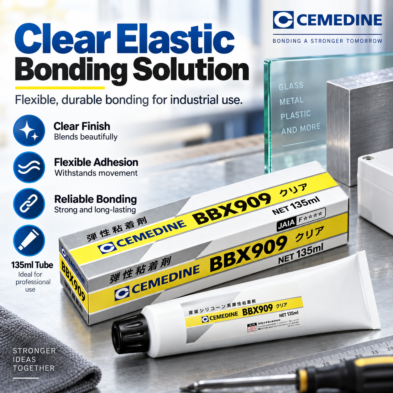 CEMEDINE BBX909 Clear Elastic Adhesive 135ml CEMEDINE BBX909 Clear Elastic Adhesive