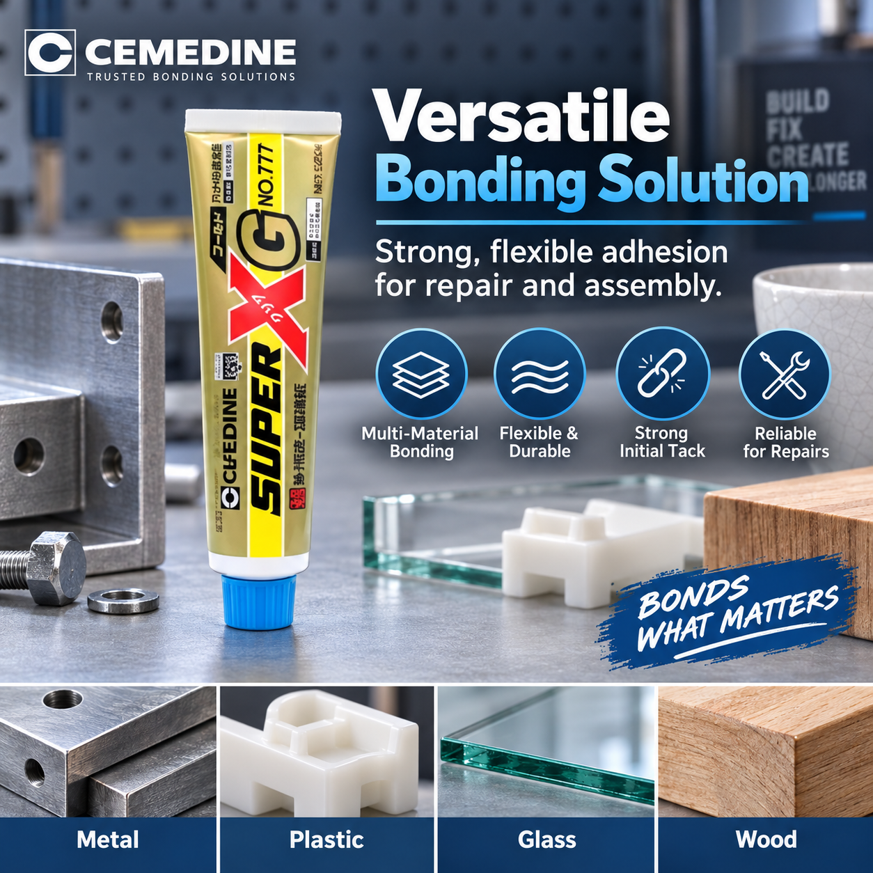 CEMEDINE Super X Gold No.777 Fast-Curing Elastic Adhesive CEMEDINE Super X Gold No.777 Elastic Adhesive 135ml